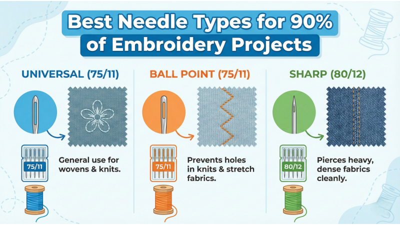 Best Needle Types for 90% of Embroidery Projects (Updated 2025)