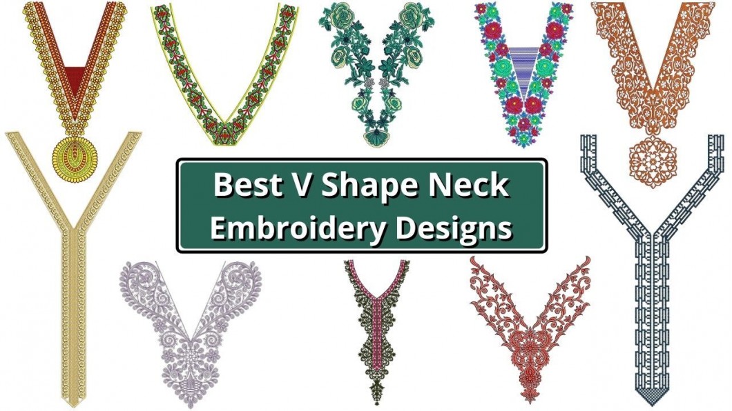 Best V Shape Neck Embroidery Designs