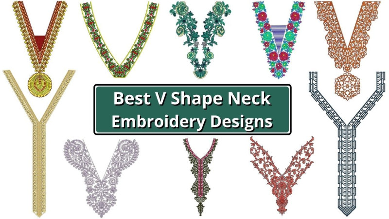 Best V Shape Neck Embroidery Designs