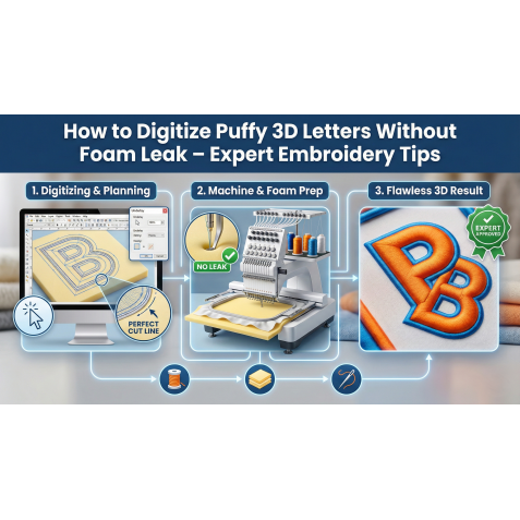 How to Digitize Puffy 3D Letters Without Foam Leak – Expert Embroidery Tips