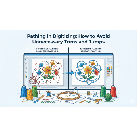 Pathing in Digitizing: How to Avoid Unnecessary Trims and Jumps