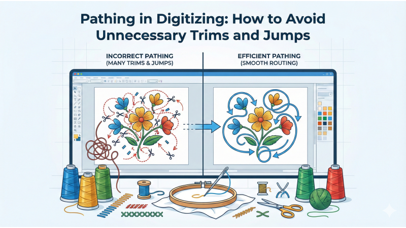 Pathing in Digitizing: How to Avoid Unnecessary Trims and Jumps