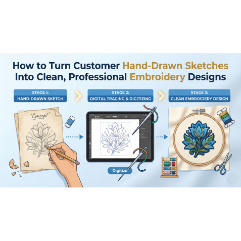 How to Turn Customer Hand-Drawn Sketches Into Clean, Professional Embroidery Designs