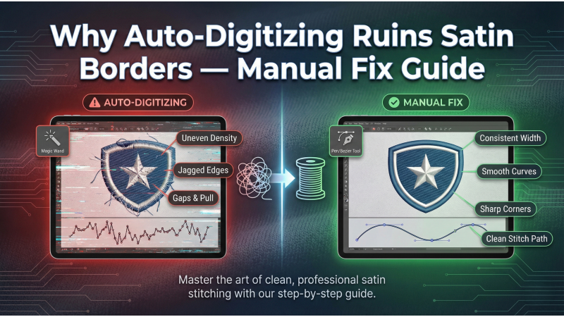 Why Auto-Digitizing Ruins Satin Borders — Manual Fix Guide