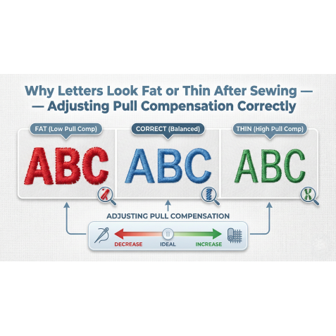 Why Letters Look Fat or Thin After Sewing — Adjusting Pull Compensation Correctly