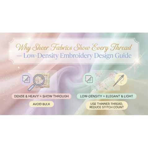 Why Sheer Fabrics Show Every Thread — Low-Density Embroidery Design Guide