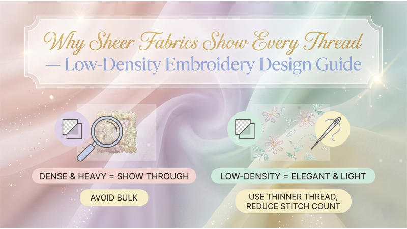 Why Sheer Fabrics Show Every Thread — Low-Density Embroidery Design Guide