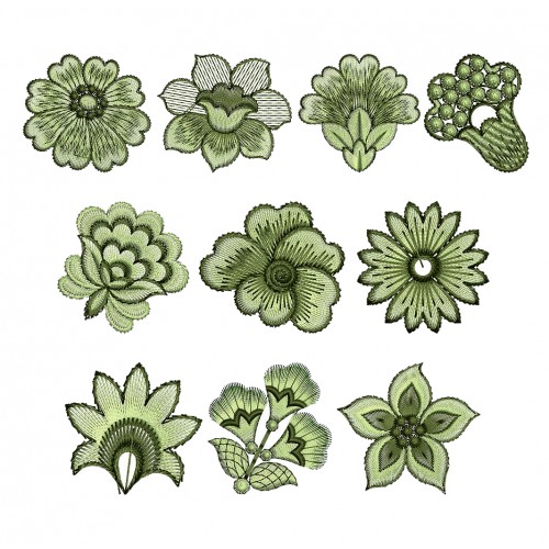 Bunch Of 10 Flower Embroidery