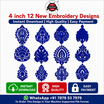 4 Inch 12 New Damask Embroidery Design Collection