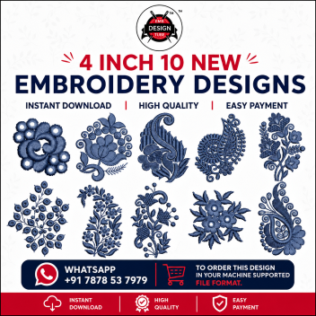 4 Inch Floral Embroidery Design Bundle – 10 New Designs