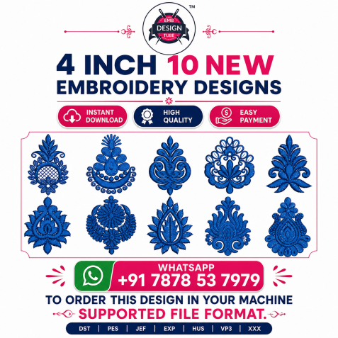 4 Inch Floral Designs Bundle – 10 Digital Embroidery Files