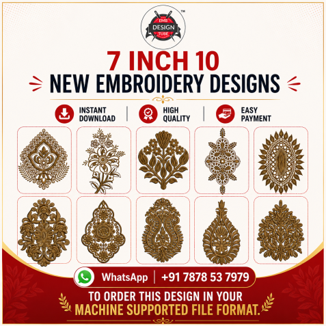 7 Inch Floral Embroidery Design Bundle – 10 Embroidery Patterns