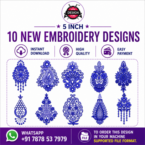 5 Inch Floral Design Bundle – 10 Embroidery Patterns