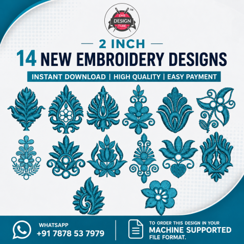 2 Inch Floral Embroidery Designs Bundle - 14 Mini Patterns