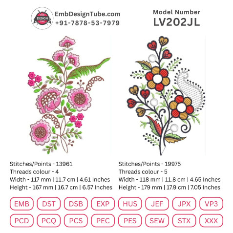 Punjabi Suit Embroidery Designs - Janome & More! Floral Motifs
