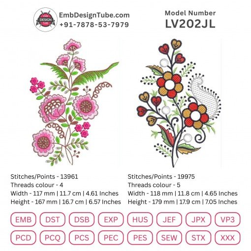 Punjabi Suit Embroidery Designs - Janome & More! Floral Motifs Punjabi Suit Embroidery Designs - Janome & More! Floral Motifs