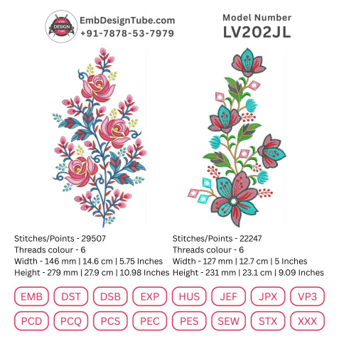 Punjabi Suit Embroidery Designs - Janome & More! Floral Motifs