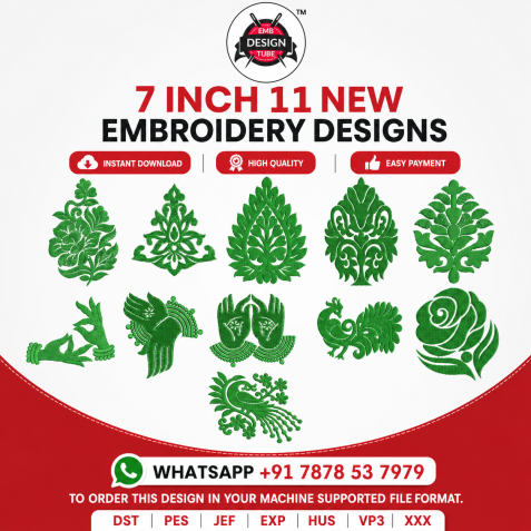7 Inch 11 Embroidery Designs Bundle