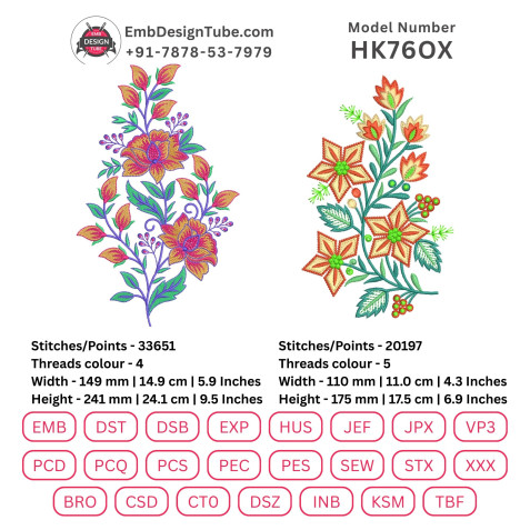 Compact Floral Bunch Embroidery Design for Usha Janome 450e/550e