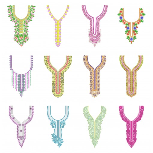 50 Neck Embroidery Designs |  Bulk Download