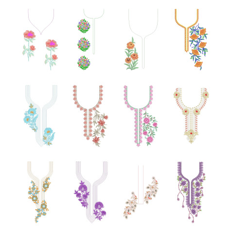 50 Neck Embroidery Designs | Bulk Download
