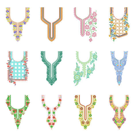 50 Neck Embroidery Designs | Bulk Download