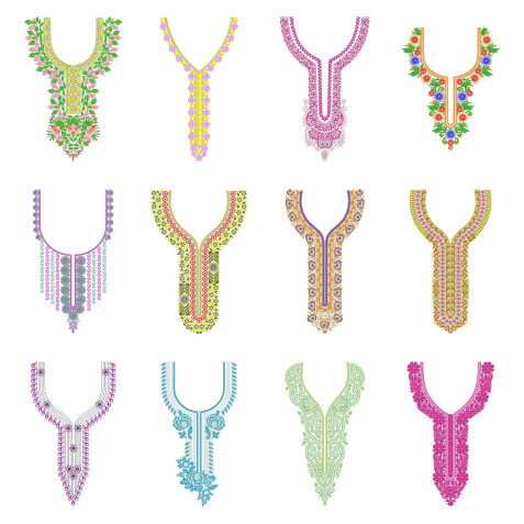 50 Neck Embroidery Designs | Bulk Download