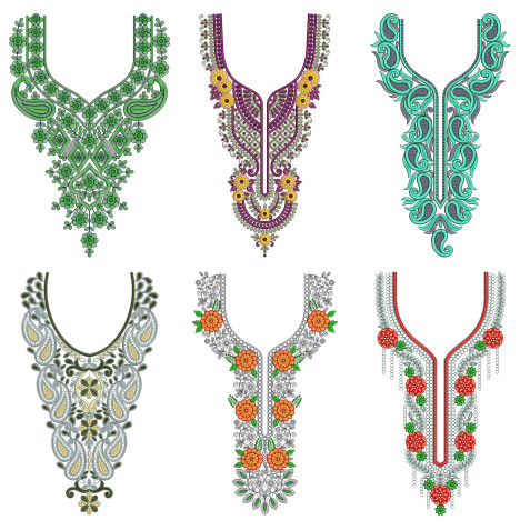 50 Neck Embroidery Designs | Bulk Download
