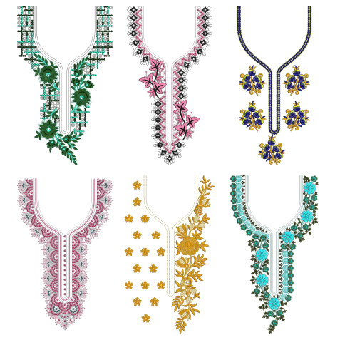 50 Neck Embroidery Designs | Bulk Download