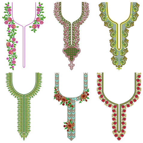 50 Neck Embroidery Designs | Bulk Download