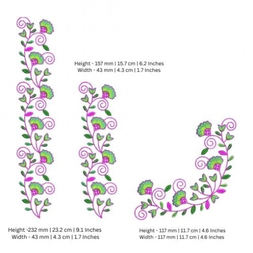 Floral Scroll Border and Corner Embroidery Design Floral Scroll Border and Corner Embroidery Design