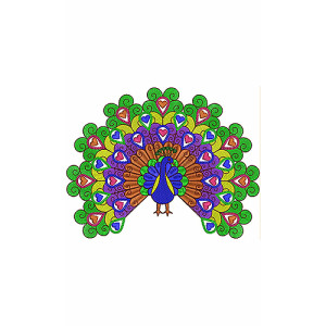 Majestic Peacock Machine Embroidery Design - Vibrant Feather Detail