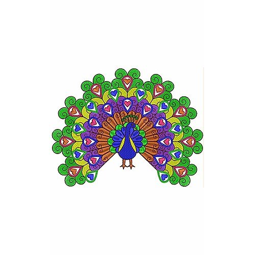 Peacock Embroidery Design For Pillow Cover 12387