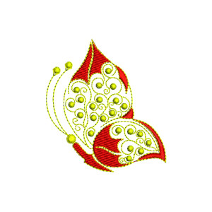 Red Butterfly Wall Art Embroidery Design