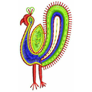 Vibrant Folk Art Peacock Embroidery