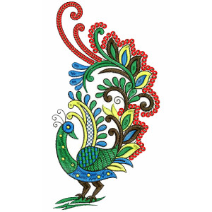 Colorful Folk Art Peacock Design