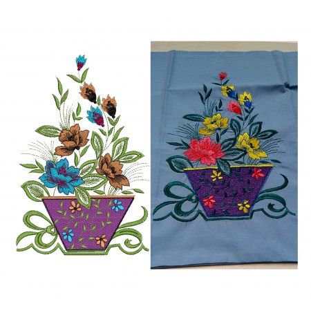 Flower Bucket Embroidery Design