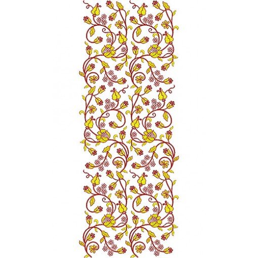 Floral Pattern Folk Style Allover Embroidery Design 22781