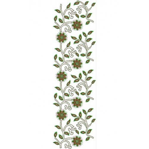 Folk Flower Allover Embroidery Design