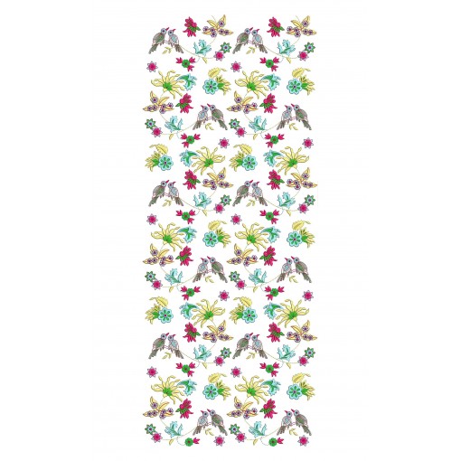 Flat With Sequins Bird Allover Embroidery Design 24925
