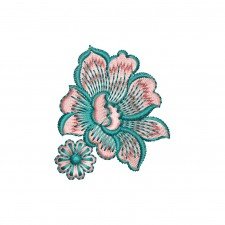 Delicate Peony Applique Embroidery Design (2 Colors, 5.4cm x 4.6cm) Delicate Peony Applique Embroidery Design (2 Colors, 5.4cm x 4.6cm)