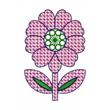 Checkered Stitch Flower Embroidery Design