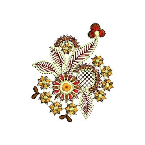 Half Flower Embroidery Design 16430