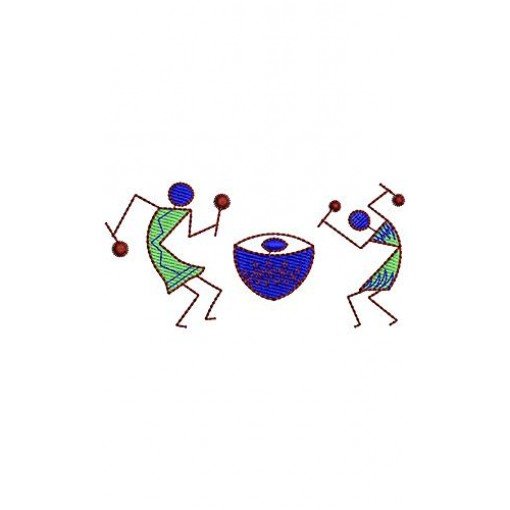 Warli Musicians Embroidery Design 16924 Warli Musicians Embroidery Design 16924