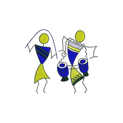 Indian Folk Warli Musicians Applique Design 16933 Indian Folk Warli Musicians Applique Design 16933
