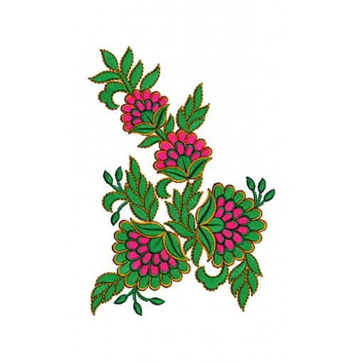 Thai Green Flower Applique Design