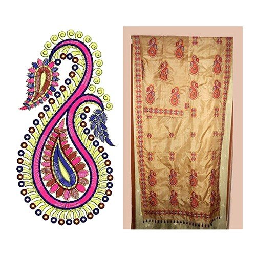 Abstract Retro Paisley Embroidery Design