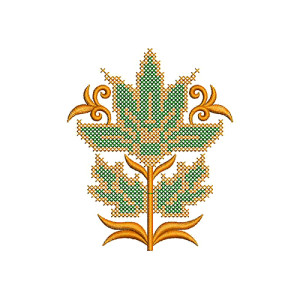 Elaborate Fan Shaped Flower Embroidery Design