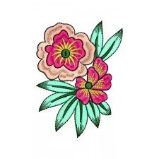Tropical Roses Flower Embroidery Patch Design
