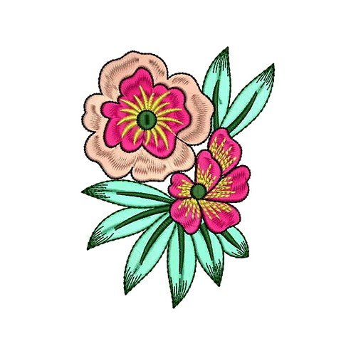 Tropical Roses Flower Embroidery Patch Design